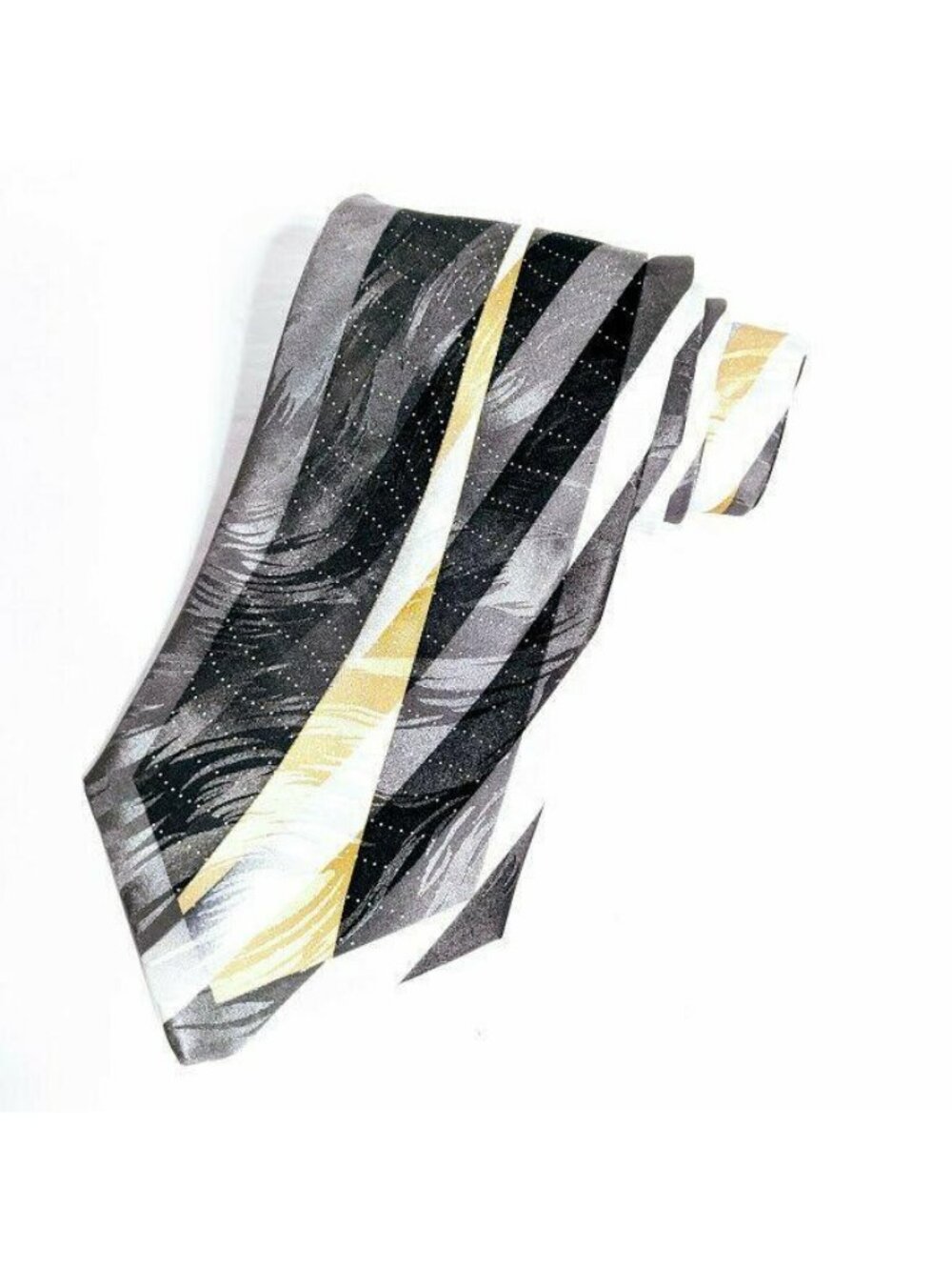 Men's Il Canto Italian Black Gray Gold Tie